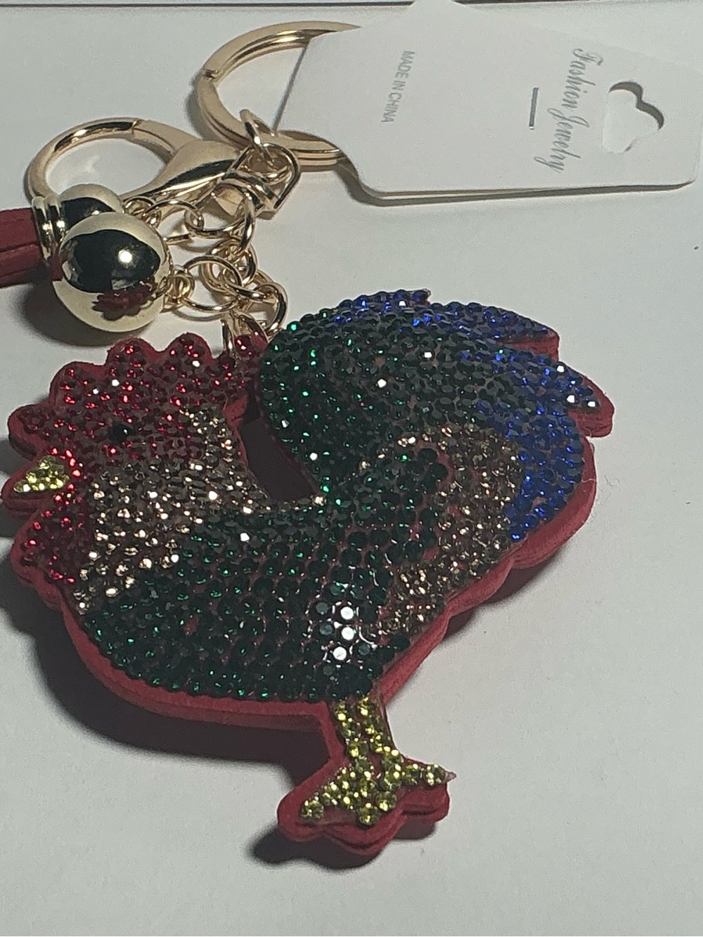 Multicolor Crystal Rooster Bag Charm